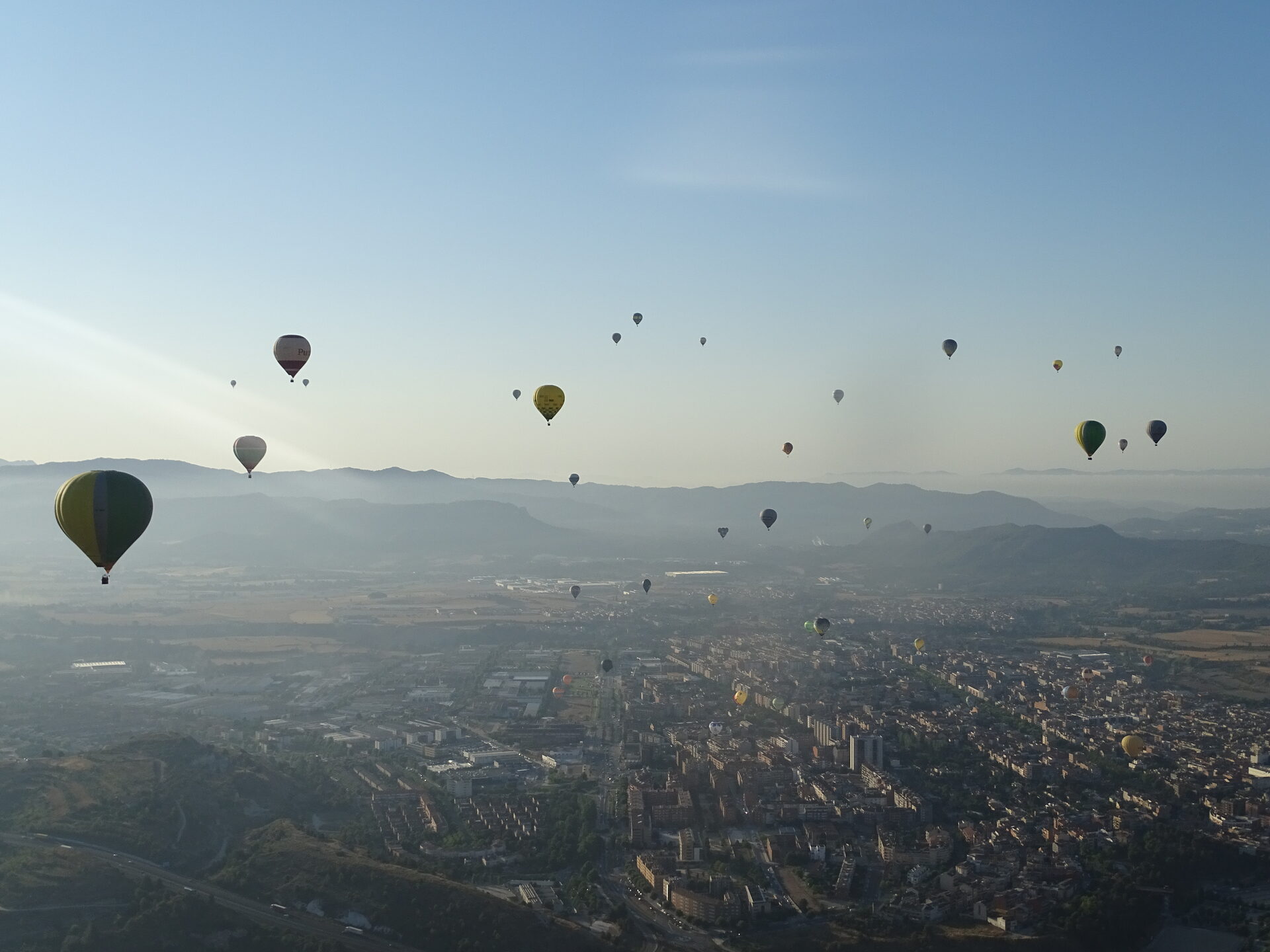 Hot air balloon in flight near Barcelona